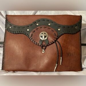 Christian Men's Leather Bag With Native Pattern Inside